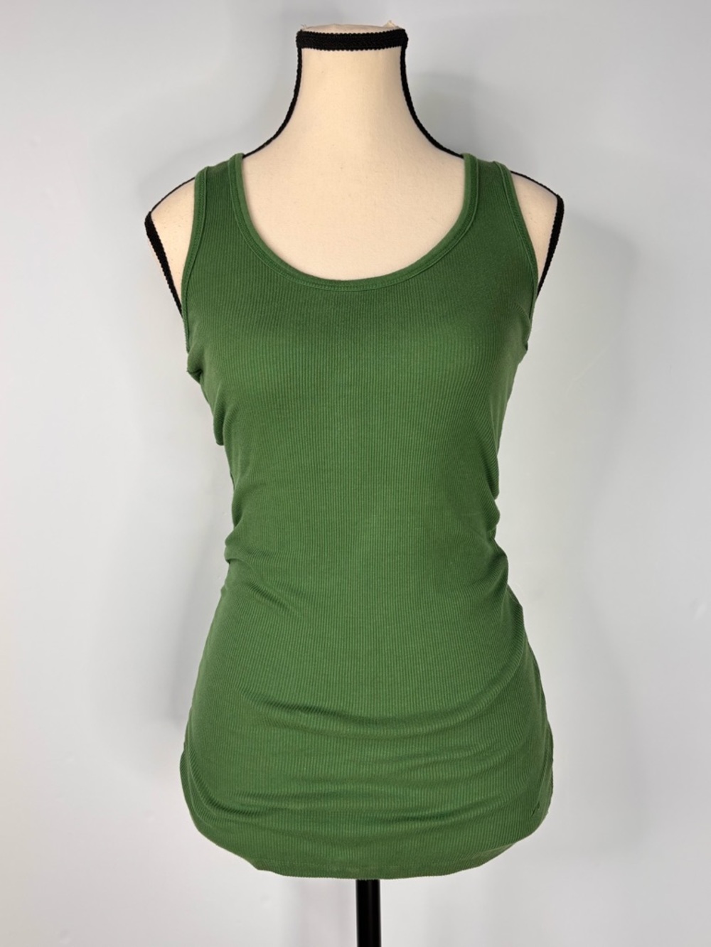 Y2K Ribbed Long Slim Active Basic Green Ribbed Tank Top M